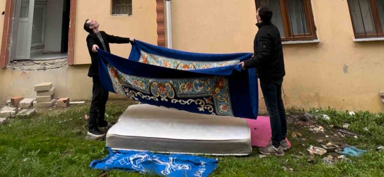 mahsur kalan kedi icin yatak tasiyip battaniye gerdiler 1 cslCGDqV