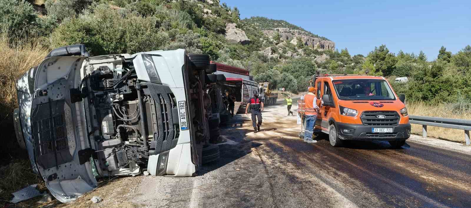 mersinde buyukbas hayvan yuklu tir devrildi cok sayida hayvan telef oldu 7