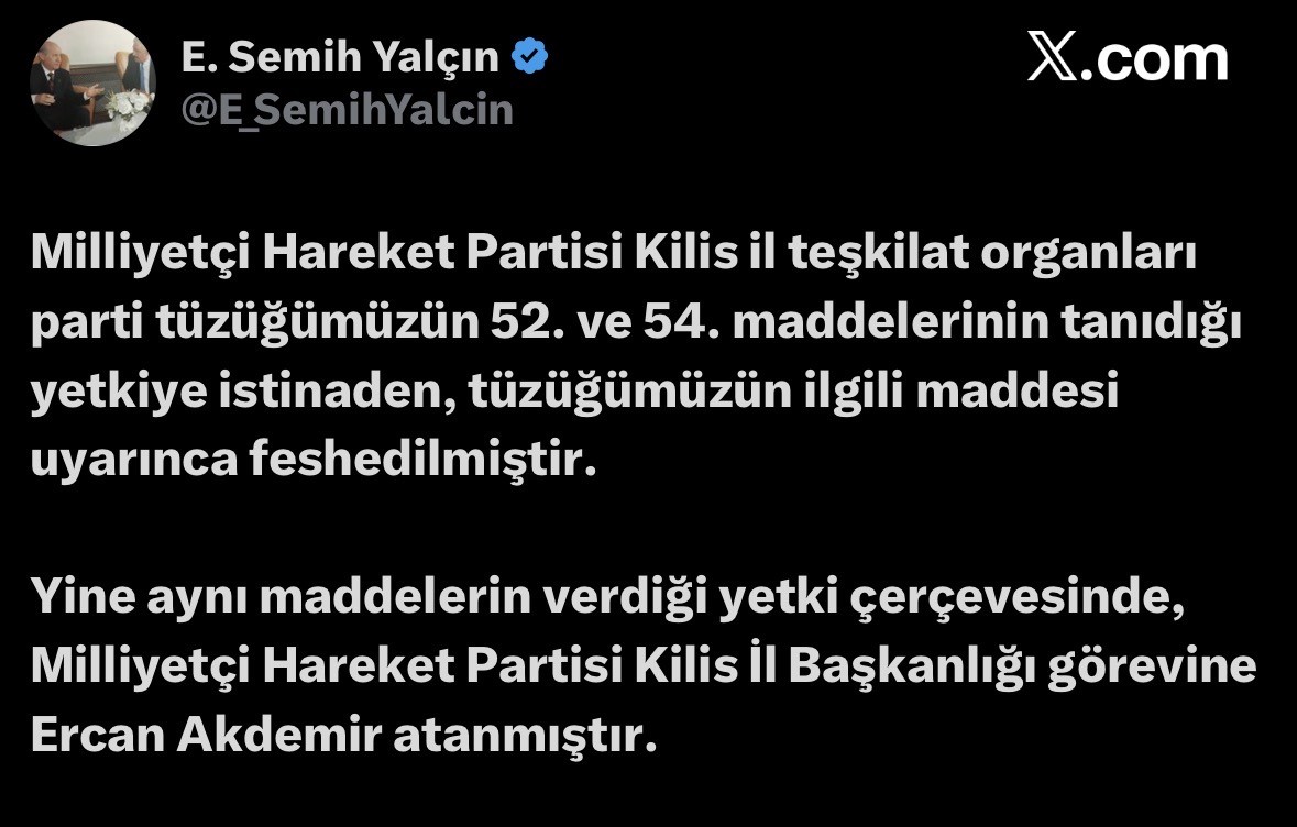 mhp kilis il teskilati feshedildi 0