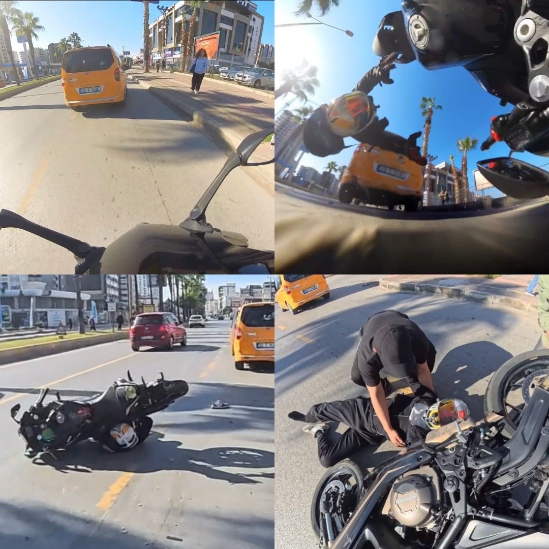 motosiklet surucusu kaski sayesinde yara almadan kurtuldu 3 HteM4OPe
