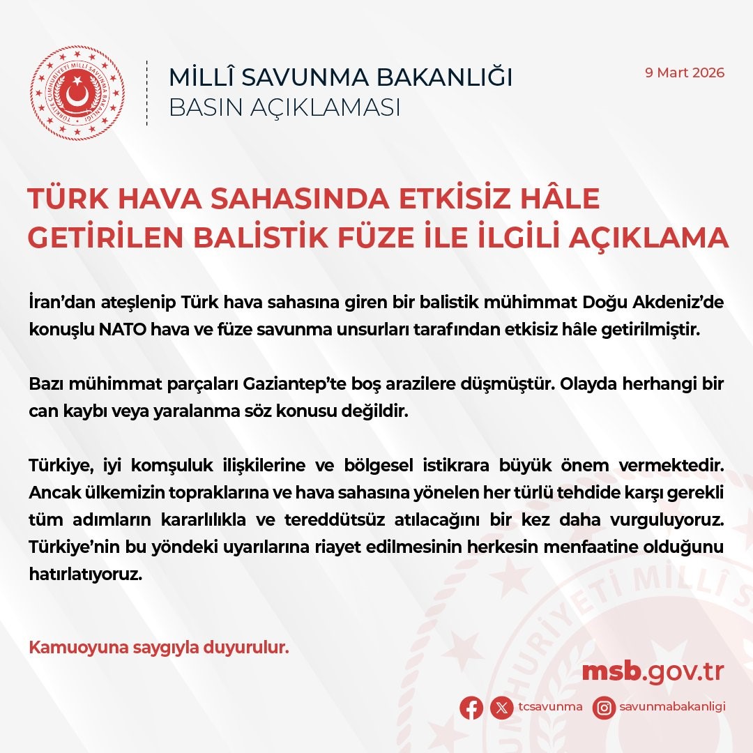 msb irandan ateslenip turk hava sahasina giren bir balistik muhimmat etkisiz hale getirilmistir 0 QIHtb8sX