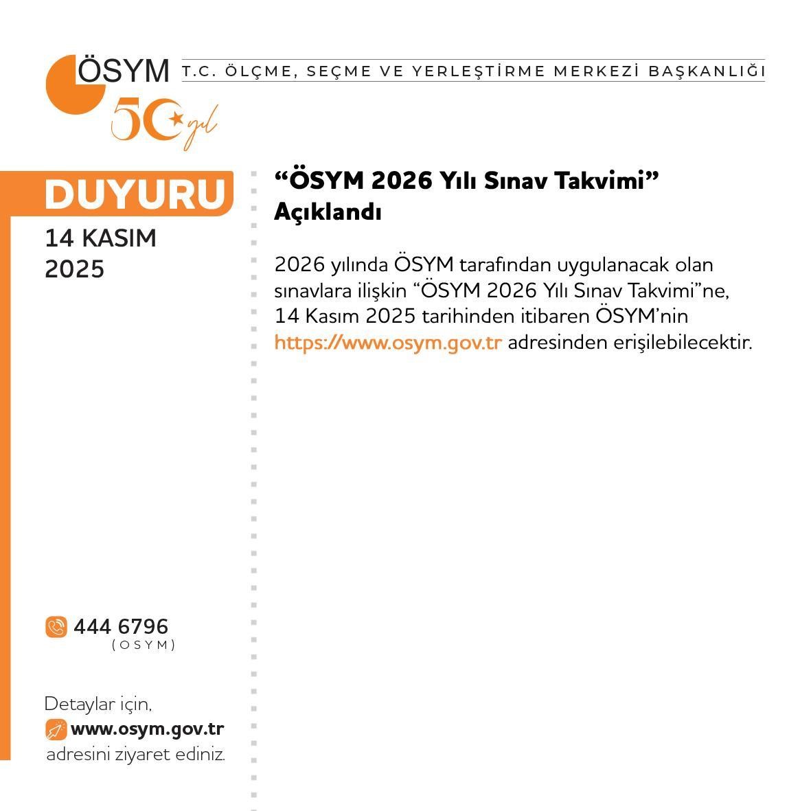 osym sinav takvimi aciklandi 0 JPDvS9iD