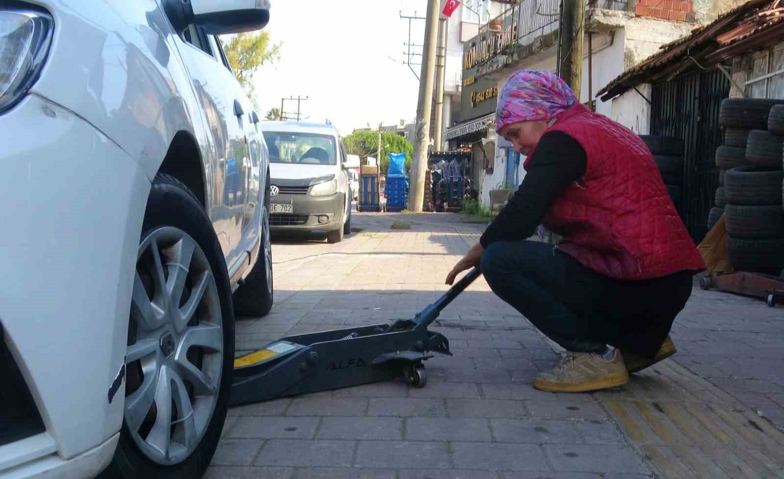 oto lastik tamirine kadin eli degdi elinde krikoyu goren soforler sasiriyor 6