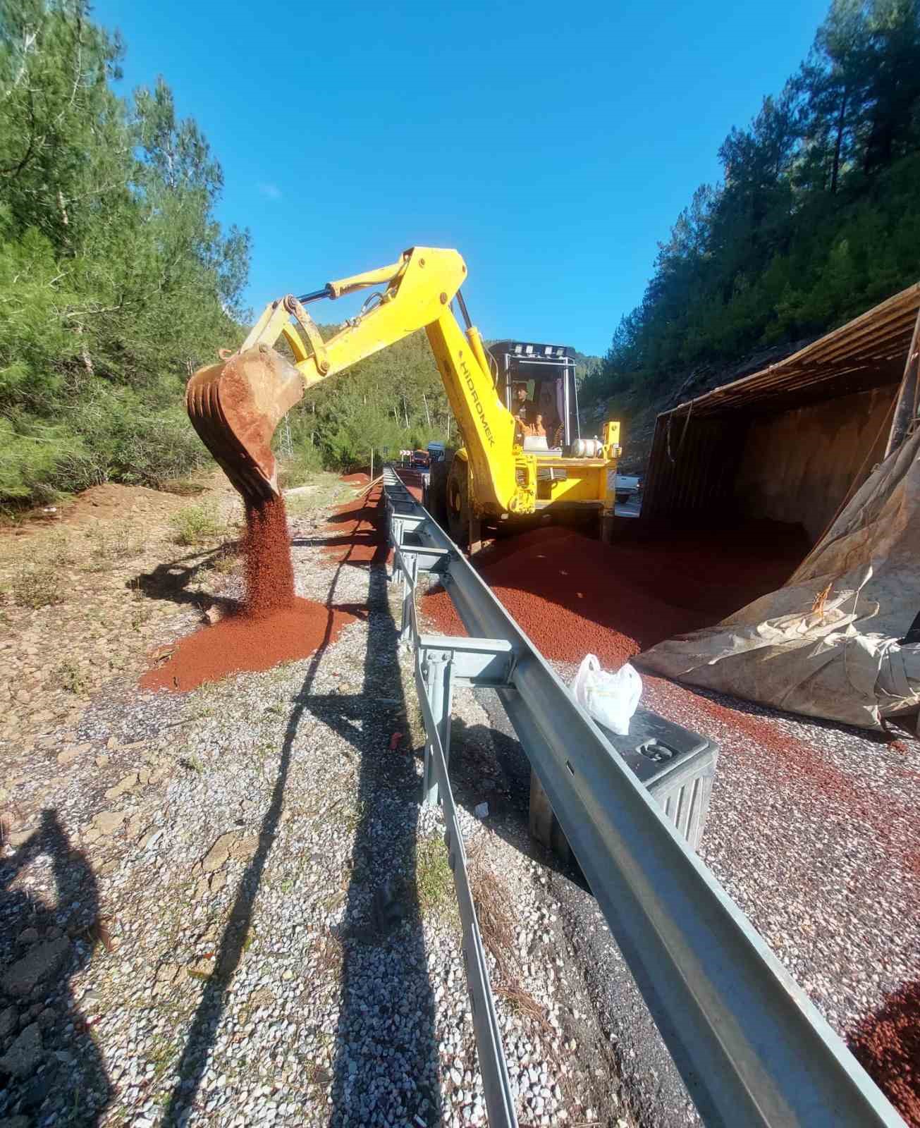 peyzaj malzemesi yuklu tir devrildi 2 DnAklA2k