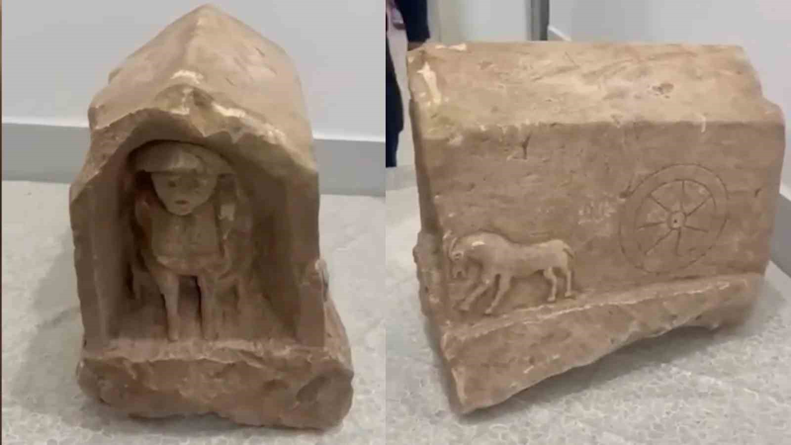 roma donemine ait degeri 5 milyon lira insan ve hayvan figurlu mezar steli ele ZchZ65re
