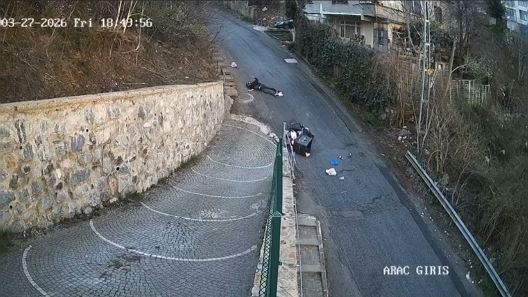 sariyerde bozuk yolun sebep oldugu kaza kamerada 1 yarali 1 pyKtZZCB