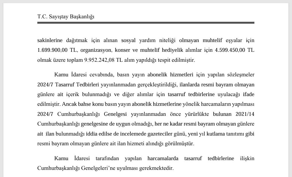 Sayıştay raporu: Altınordu Belediyesi’nden tasarruf tedbirlerine aykırı 9,9 milyon TL’lik harcama 5 sayistay raporu altinordu belediyesinden tasarruf tedbirlerine aykiri 99 milyon tllik harcama 1 wMF3wH9e