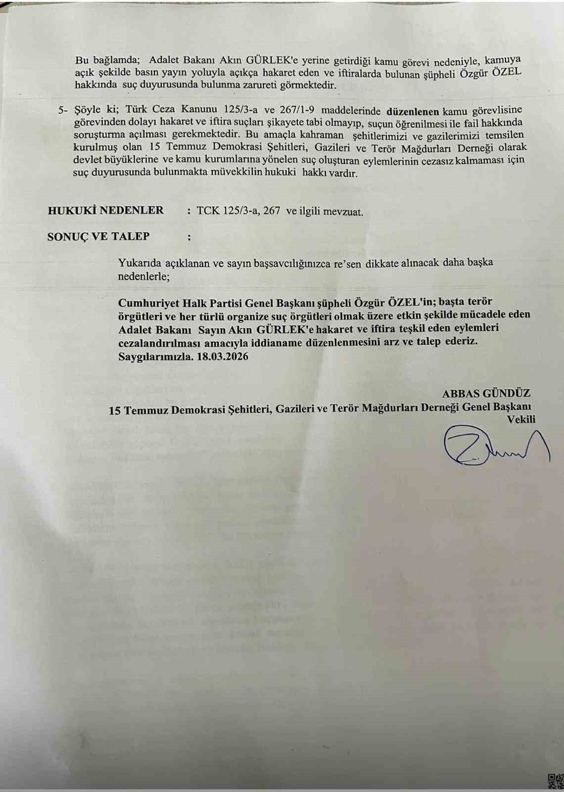 sehit yakinlari ve gazilerden chp genel baskani ozel hakkinda suc duyurusu 2