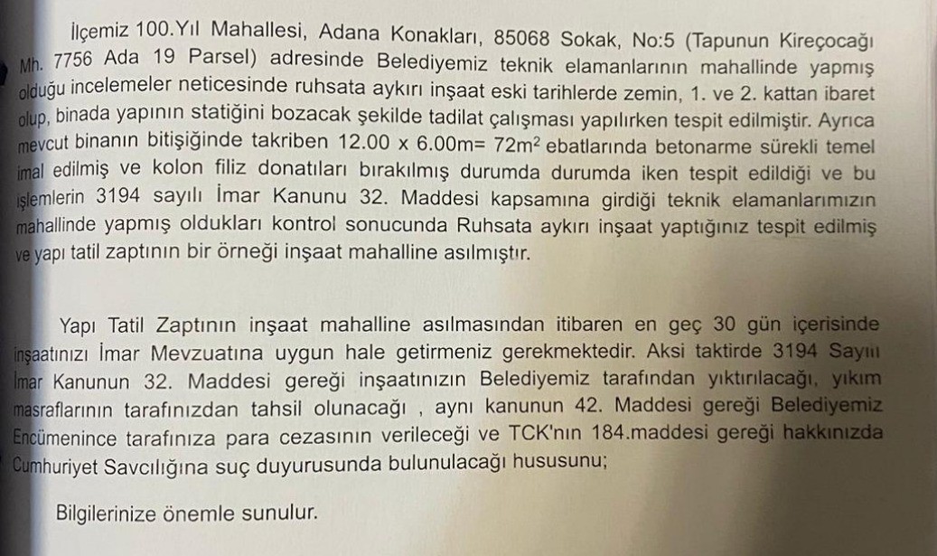 seyhan belediye baskan yardimcisi hakkinda kacak insaat ve izinsiz tadilat baslatti iddiasi 2