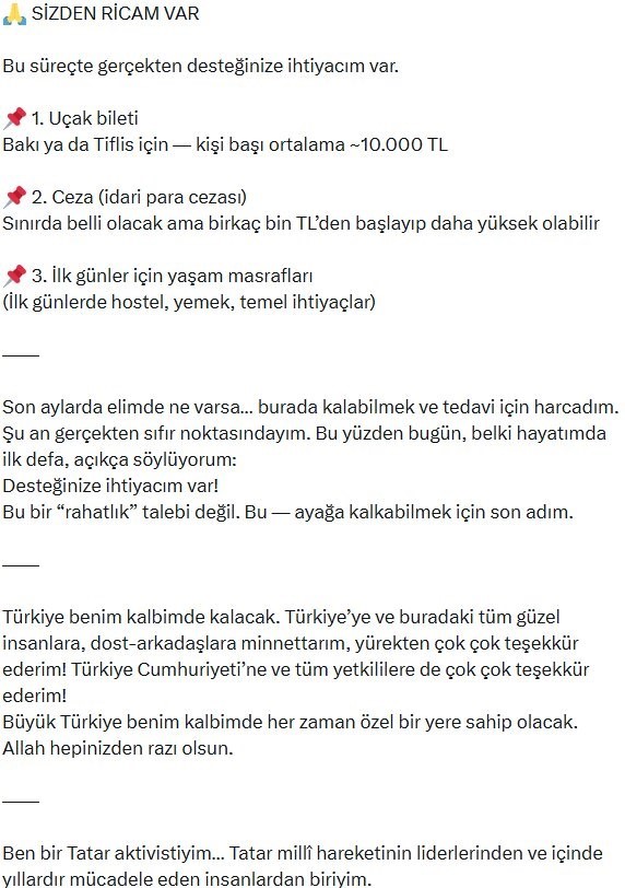 sosyal medyada kendini tatar gazeteci olarak tanitan ve para toplayan kisinin iddialari yalan cikti uBEkZlc1