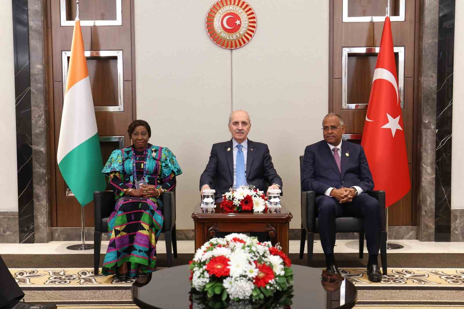 tbmm baskani kurtulmus fildisi sahili senatosu baskani camara ve ulusal meclisi baskani achi ile fq8GAiSs
