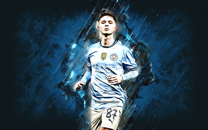 thumb2 james mcatee manchester city fc english football player blue stone background grunge art