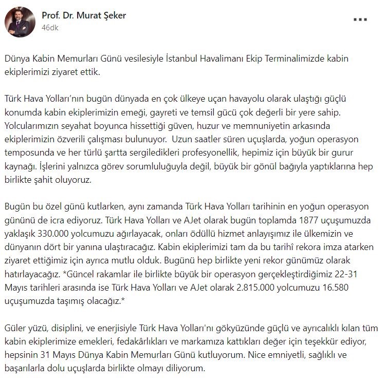 thy yonetim kurulu baskani murat seker dunya kabin memurlari gununu kutladi 0