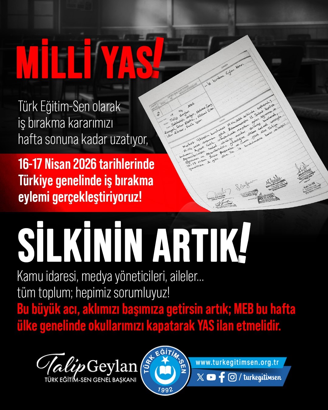 Türk Eğitim-Sen Başkanı Geylan: "Türk Eğitim-Sen olarak aldığımız iş bırakma kararını hafta sonuna kadar uzatıyoruz" 4 turk egitim sen baskani geylan turk egitim sen olarak aldigimiz is birakma kararini hafta sonuna kadar gVKDj3fX