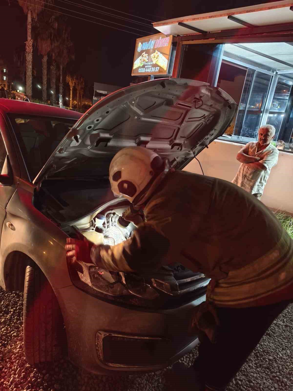 usuyerek aracin motoruna giren yavru kedi itfaiye ekiplerinin calismasiyla kendiliginden cikti 2 dZuDuDVX
