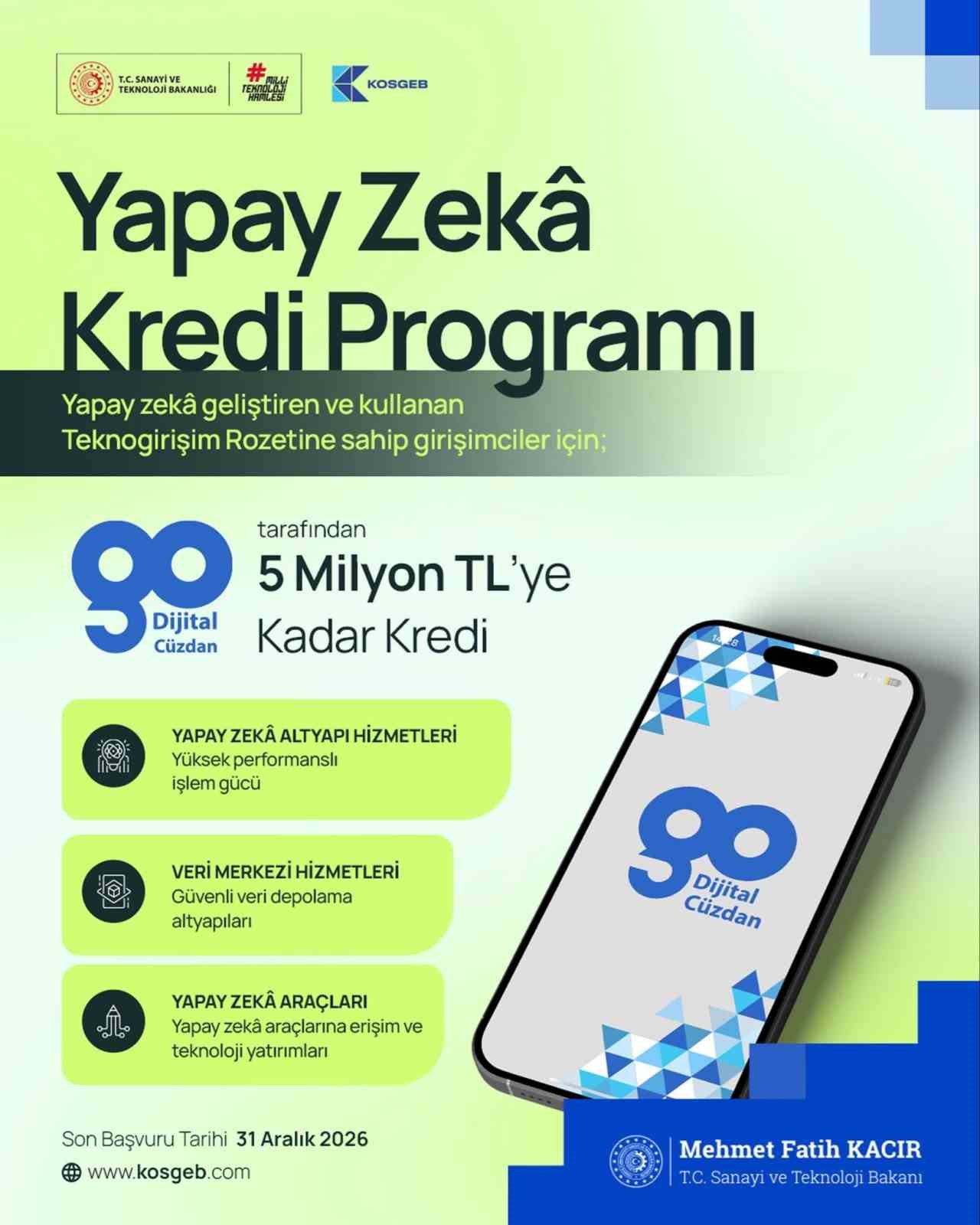 yapay zeka gelistiren ve kullanan girisimlere 5 milyon liraya kadar kredi destegi verilecek 0 ODSkX38I