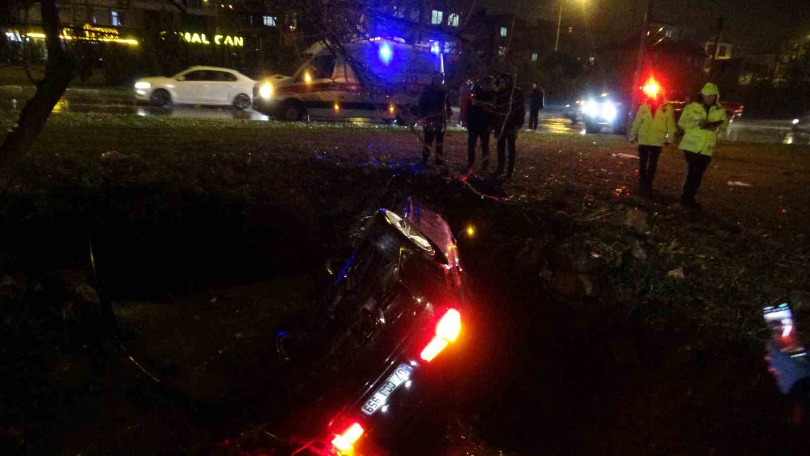 yoldan cikan luks otomobil refujdeki cukura dustu3 yarali 10 yiyBuPHh